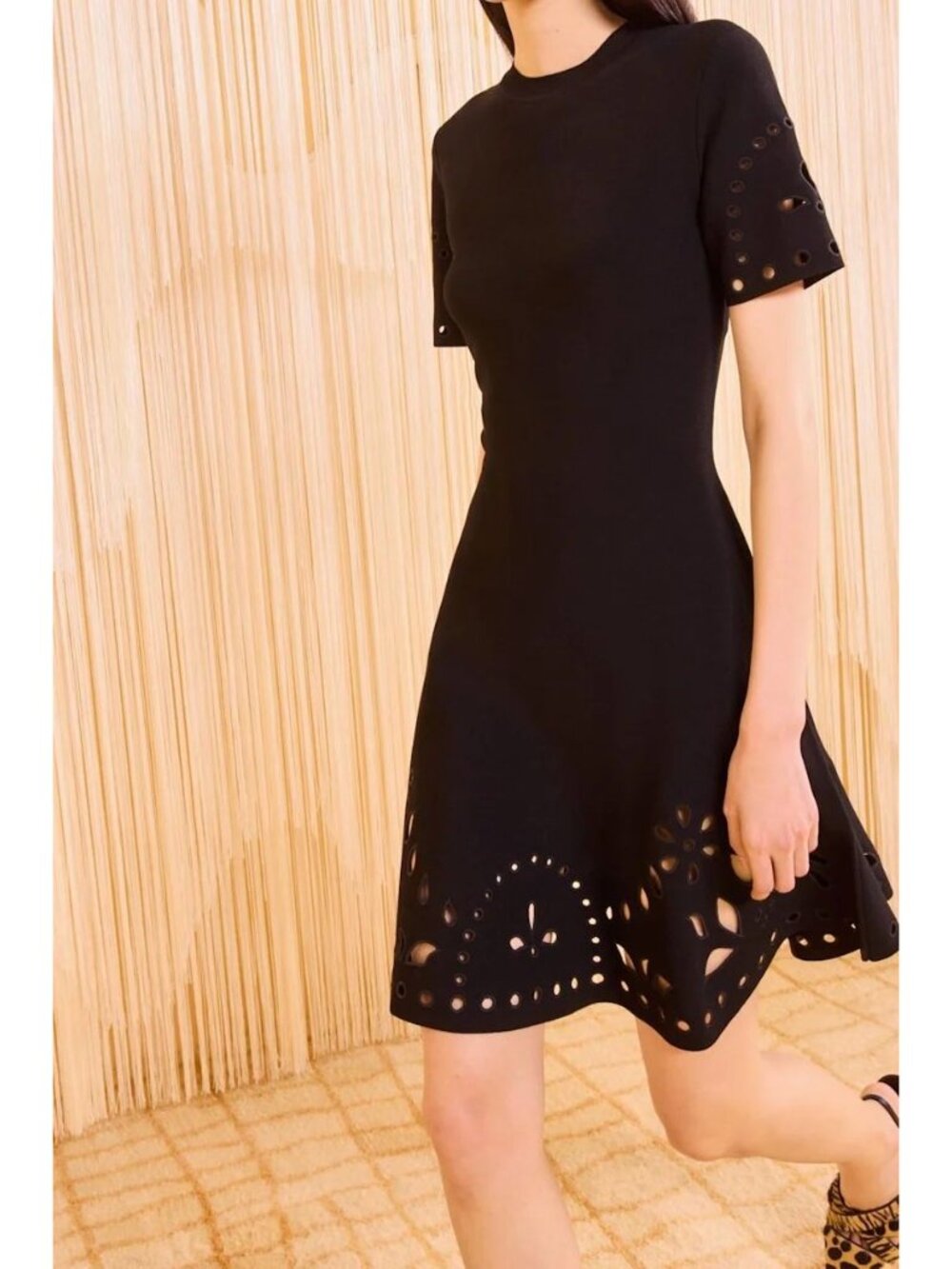 NWT Ulla Johnson Fania Short Sleeve Knit Dress Black Noir Size Large - Picture 4 of 14